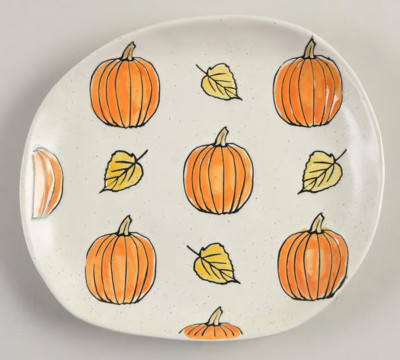 Jamie Repeat Pumpkin Fall Leaf Dinner Plate Spectrum Designz Pottery 10.5 