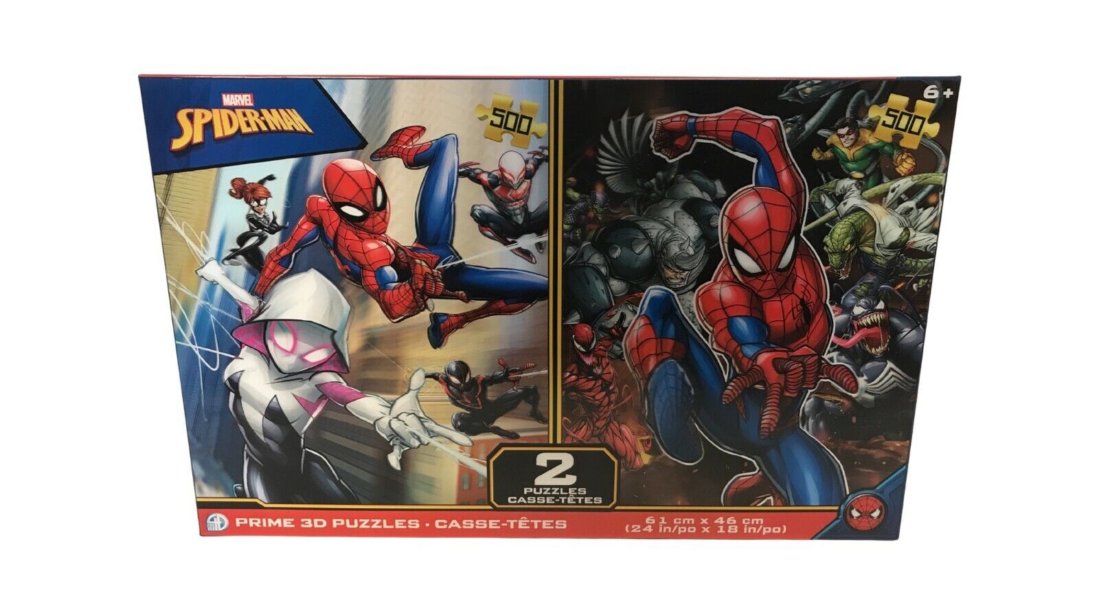 Marvel Spider-Man Prime 500 Piece 3D Puzzles 24”x18” (Set of 2) Ages 6+
