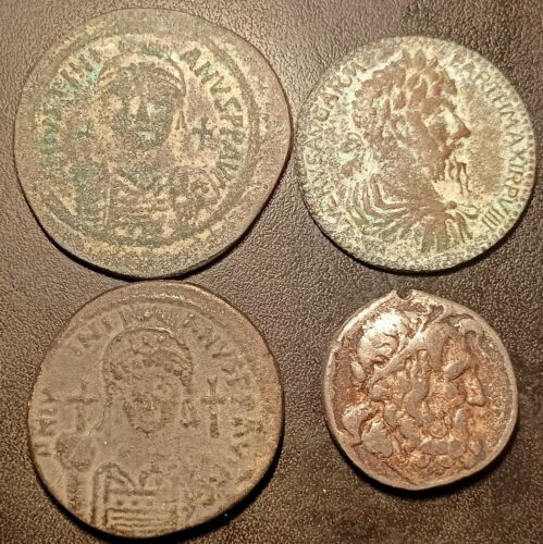 Lucius Verus, Justinien, Zeus - lot de x4 fausses monnaies antiques gros modules