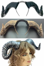 TWISTED BULL RAM GOAT ARIES BEAST HORNS DEMON DEVIL COSTUME HEADPIECE HEADBAND