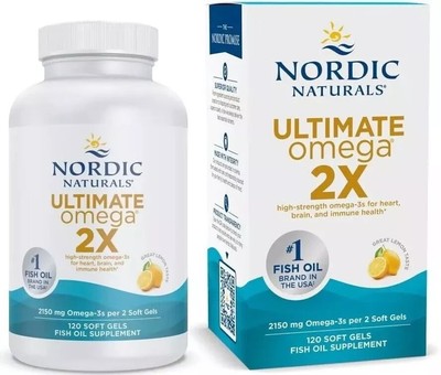 Nordic Naturals Ultimate Omega 2X 2150mg Omega-3 Fish Oil 120 Soft Gels