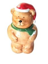 JC Penney Coco Dowley Christmas Bear Santa Hat Cookie Jar Original Box Vintage 