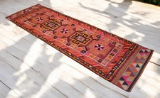 Turkish Runner Rug, Hand Made Rug, Tribal Wool Rug, Ethnic Runner Rug 3 x 10 ft