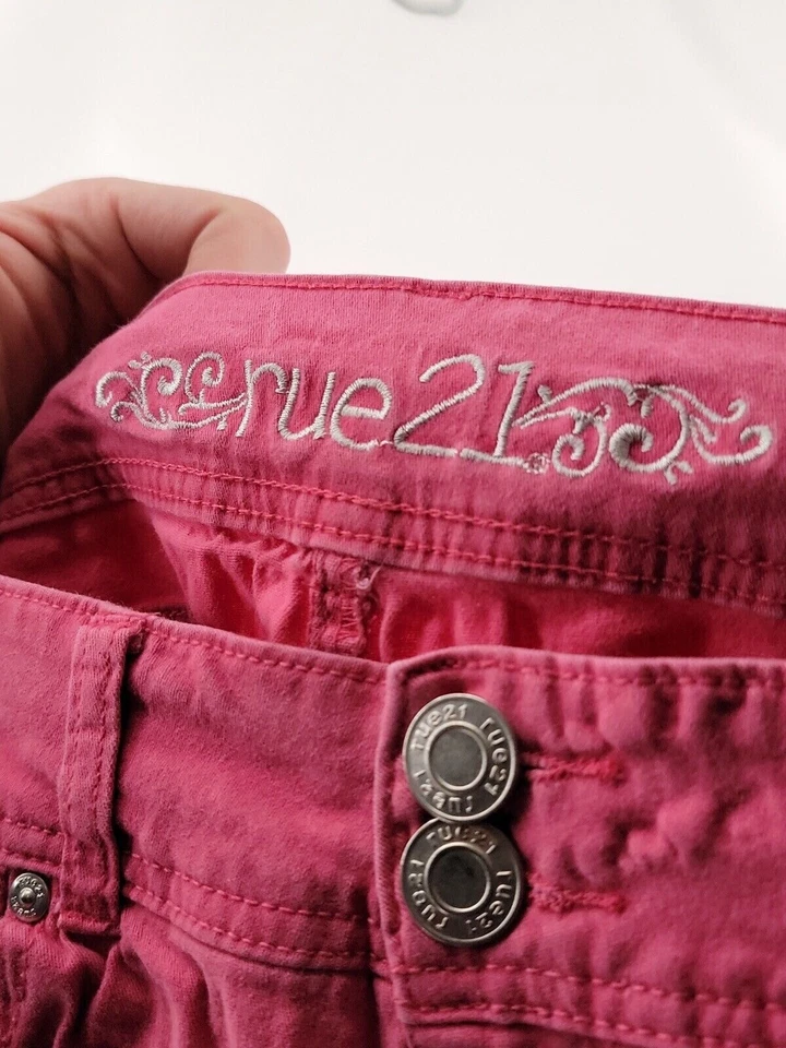 Pantalones Rue 21 Adulto Mujer Talla 7/8 Rosa Caliente Ajustado Mezcla de Algodón Foto 3 de 4