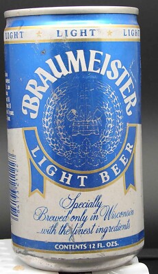Braumeister Light Beer; Jos. Huber Brewing Co.; Monroe, Wis.; aluminum beer can