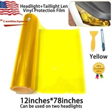 For Headlight Taillight Transparent Yellow Lens Vinyl Protection Film12"x78"