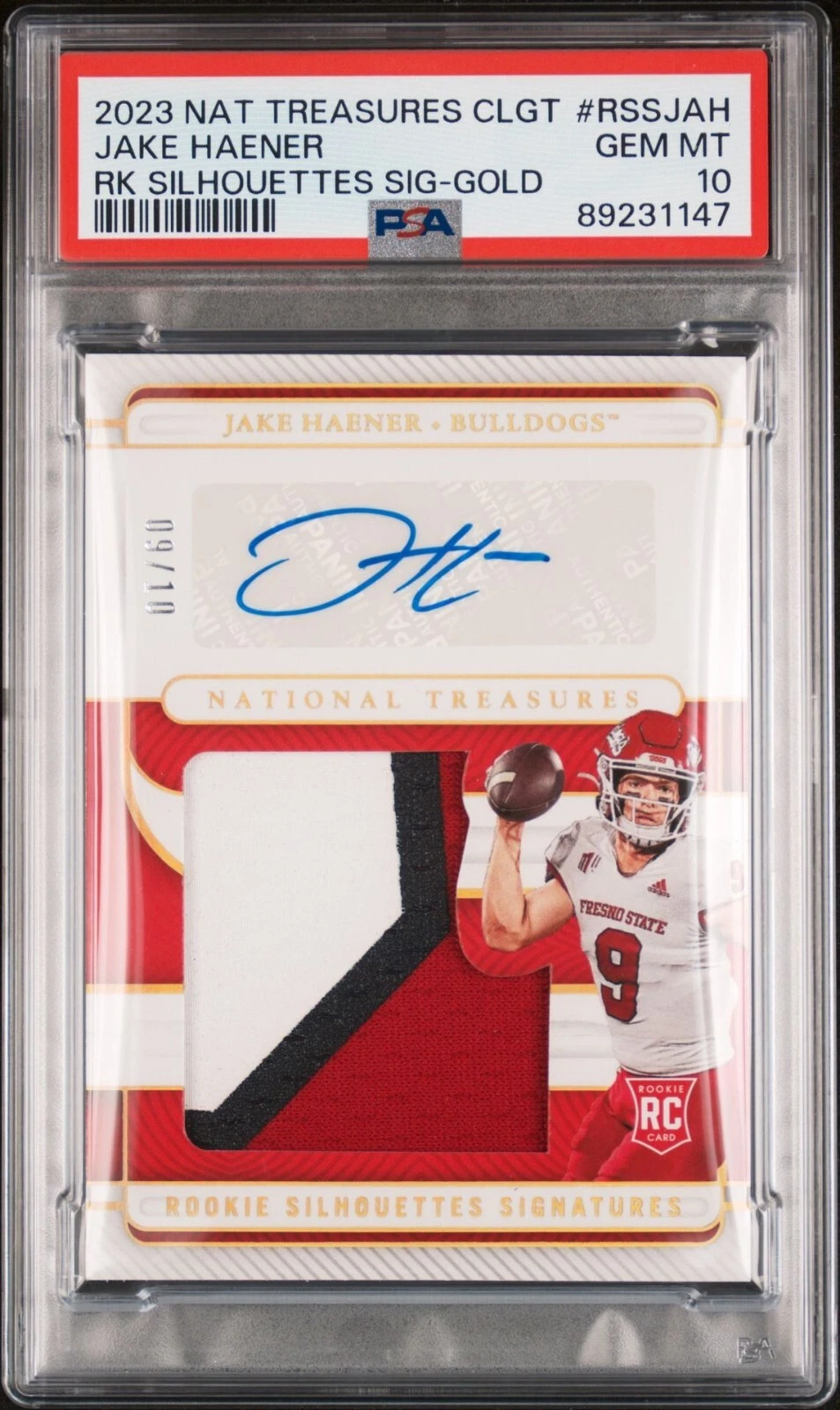 Jake Haener Panini National Treasures Collegiate Rookie Silhouettes Signatures #RSSJAH Gold