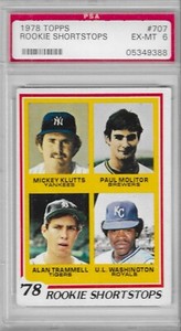1978 Topps #707 Rookie Shortstops Paul Molitor / Alan Trammell RC PSA 6 EX-MT
