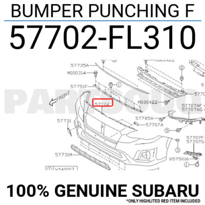 57702FL310 Genuine Subaru BUMPER PUNCHING F 57702-FL310 | eBay