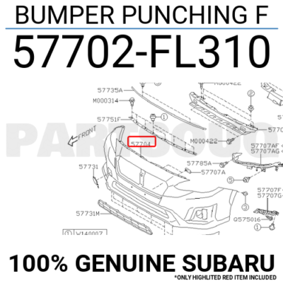 57702FL310 Genuine Subaru BUMPER PUNCHING F 57702-FL310 | eBay