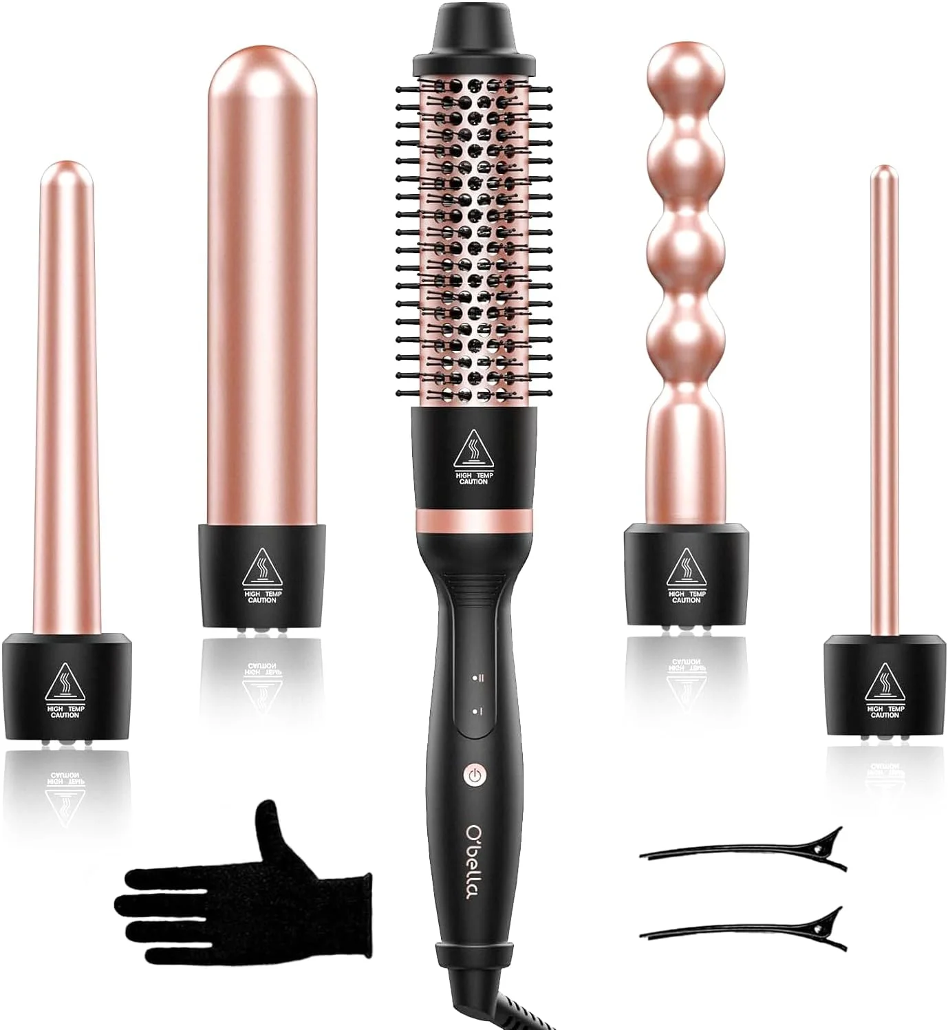 5-in-1 Curling Wand Set with Thermal Brush & 4 Interchangeable Barrels-image