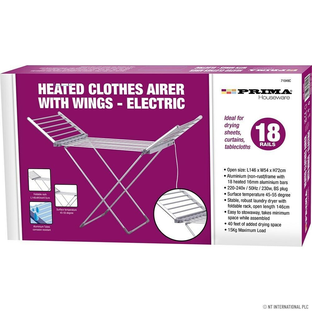 Electric Heated Clothes Airer Dryer Indoor Horse Rack Laundry Folding