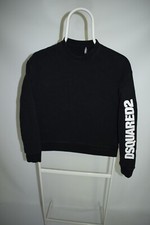 Dsquared2 Made In Italy Black Sweatshirt Logo Sleeve Crew Neck Women's Size S