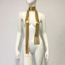 Tassel Metal Neck Tie Scarf Neckerchief Long Thin Skinny Glitter Shiny Party