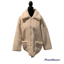 Threadbare Oversized Faux Sherpa Teddy Bear Jacket Cream Size 10 Nwt 