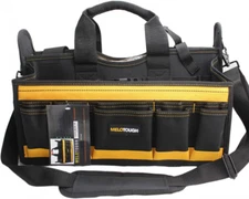 MELOTOUGH 17'' Center Tray Tool Bag with shoulder strap, HAVC 17 INCH, Yellow 