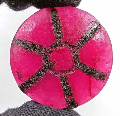 RED RUBY CERTIFIED BLACK 6 RAYS 139 CT ATTRACTIVE ROUND SHAPE TRAPICHE GEMSTONE