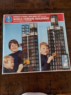 Vintage Girder & Panel World Famous Buildings Set COMPLETE w Elevator 1970s