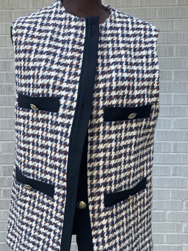 Maje Blue Tweed Vest Size 38