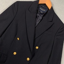 Brooks Brothers Loro Piana Wool Blazer Jacket Womens 6 Navy Double Breasted Gold