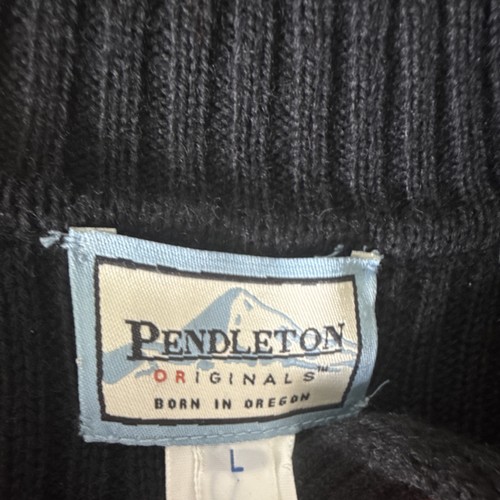 VINTAGE Pendleton Born in Oregon 100% Wool Plaid Sweater Red Black Size L