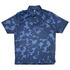 FootJoy Polo Shirt Mens Large Blue Camo Golf Performance Short Sleeve Stretch