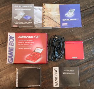 Nintendo Game Boy Advance SP Handheld System Flame Red CIB