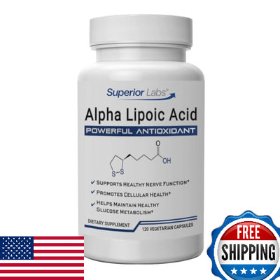 Superior Labs Alpha Lipoic Acid 600mg, Pure Non-GMO ALA, High Absorption, 120 Ca