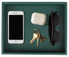 Faux Leather Decorative Tray, Elegant Desktop Storage Organizer, Decorative C...