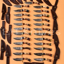Lot of 400 Handmade Damascus Steel Hunting Sharp Stag/Antler Knives with Sheaths