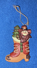 Western Cowboy Boot Snowman Christmas Tree Ornament Resin Texas Sheriff