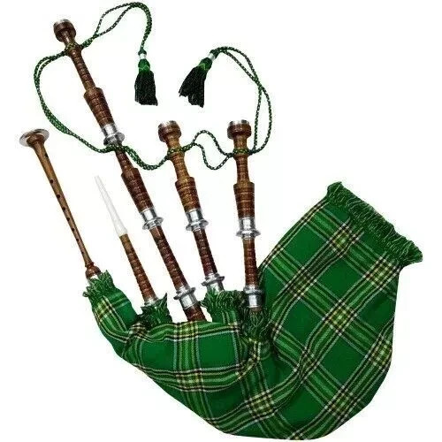 Great Highland Bagpipes Brown Rosewood Scottish Irish Tartan Bagpipe & Free Case
