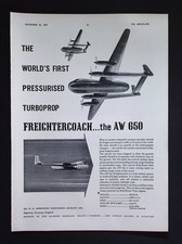 Original 1957 Advert Sir W.G. Armstrong Whitworth AW 650 Freightercoach