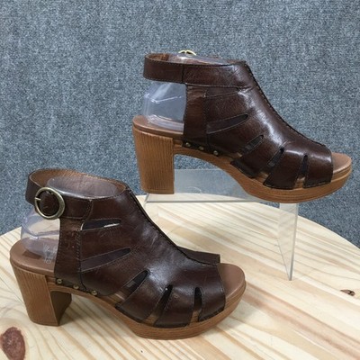 Dansko Sandals Womens 40 Demetra Cutout Open Toe Slingback Block Heels Brown