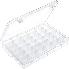 36 Grids Clear Plastic Organizer Box with Adjustable Compartment Dividers Roc...