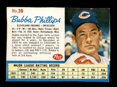 1962 Post #39 Bubba Phillips   EX/EX+ X3444387