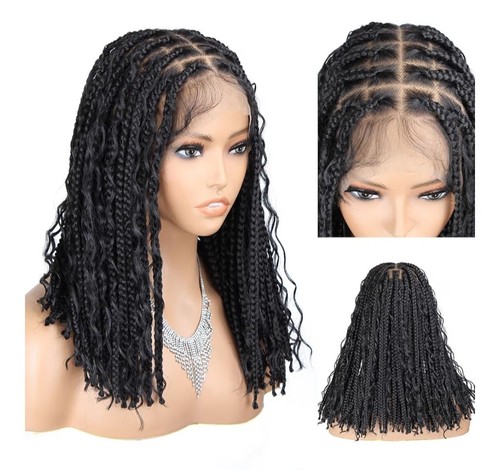 12 Inch Boho Box Braid Lace Front 100% Human Hair Wig