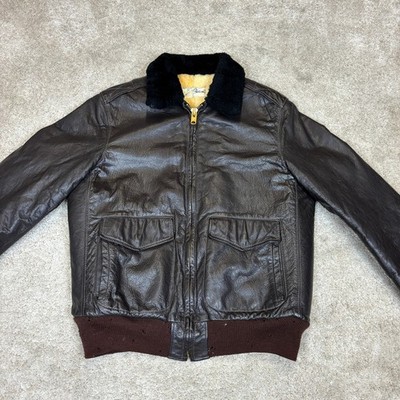 Vintage 60s LL Bean Goatskin Leather Lambswool G-1 Flight Bomber