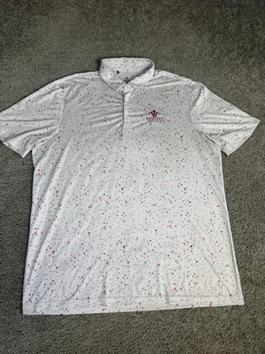 Adidas Polo Shirt Mens XL White Parley Ocean Green Pin Print Venetian Golf