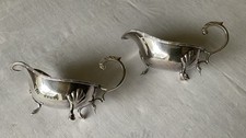 Coppia di barche antiche inglesi EPNS placcate argento salsa di bella qualità