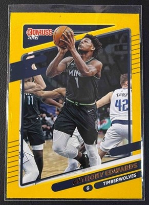 2021-22 Panini Donruss Anthony Edwards #175 Yellow Flood Timberwolves