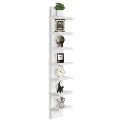 Homaterial 7 Tier Vertical Wall Shelf for Wall Decor & Makeup Vanity - White ...