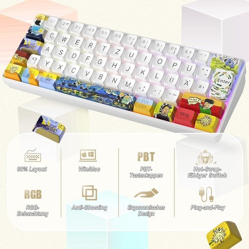 Tastiera meccanica da gioco a 62 tasti, Tastiera compatta con - Zdjęcie 5 z 7