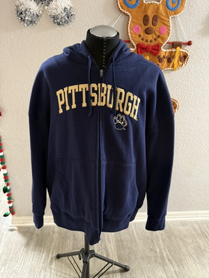 #ad Vintage Pittsburgh Panthers Zip Up Insulated Hooded Jacket Medium Pro Edge 3XL $39.99
