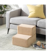Luxury Foam 2-Step Pet Stairs for Small Dogs and Cats   Beige 13 Inch Design
