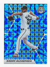 2021 Panini Mosaic Blue Reactive Prizm #90 Sandy Alcantara Miami Marlins PWE