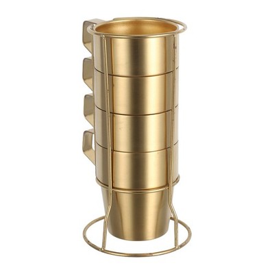  1 Sets Stackable Stainless Steel Coffee Mugs with Stand Rack 300ml Double Wall