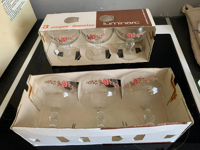 Set Luminac 6 Standgläser Schale Domaine 27 cl Modell Bagatelle Blumendekor