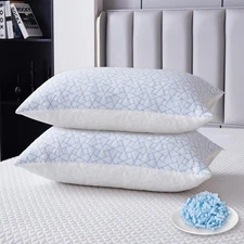 Pillows Queen Size Set of 2 - Adjustable Firm Shredded Memory Foam Pillows 