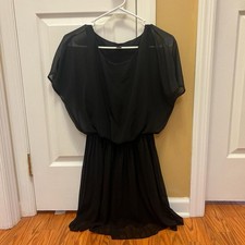 Forever 21 Black pleaded mini dress with sheer sleeves Size Large